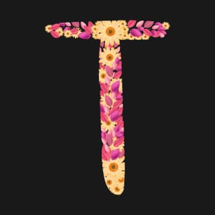 Letter T flowers alphabet colorful T T-Shirt