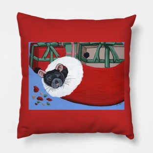 Rat in a Christmas Stocking Pillow