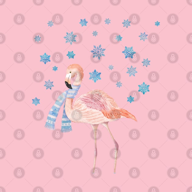 Flamingo with snowflakes by CalliLetters