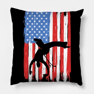 American Flag Capoeira Dancing Graphic Pillow