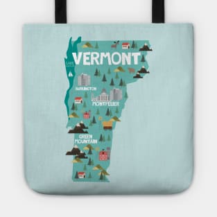 Vermont State of the USA illustrated map Tote