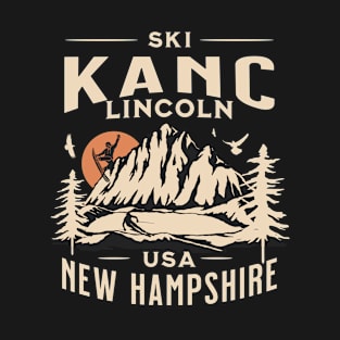 Kanc ski and Snowboarding Gift: Hit the Slopes in Style at Lincoln New Hampshire Iconic American Winter Mountain Resort T-Shirt