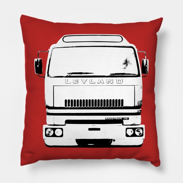 Leyland T45 Roadtrain 1980s classic lorry monoblock black/white Pillow by soitwouldseem