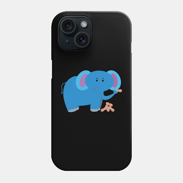 Cute Cartoon baby elephant with peanut Phone Case by Kingluigi
