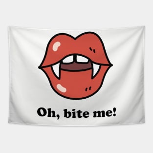 Oh, bite me! - Vampire lips and teeth, Halloween Tapestry