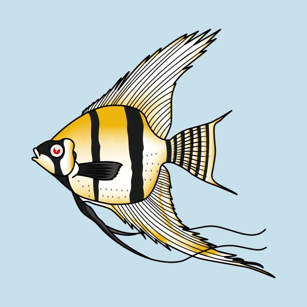 Striped angelfish cartoon illustration by Cartoons of fun