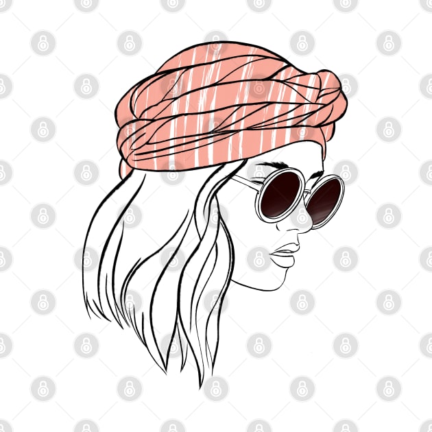 beautiful girl in a pink bandana and glasses by Kuchinska design