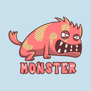 Angry Red Dog Monster Text T-Shirt