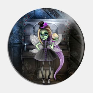 Goth fairy and piano Pin