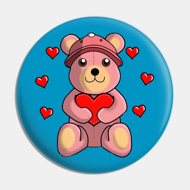 Pink Bear Hug - Hearts (MadMorph) Pin by MadMorph