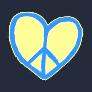 Blue Yellow Ukrainian Heart Peace, Peace Love, Peace Sign, No War T-Shirt