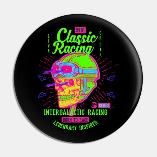 Bike Rider Retro Skull Neon Pin