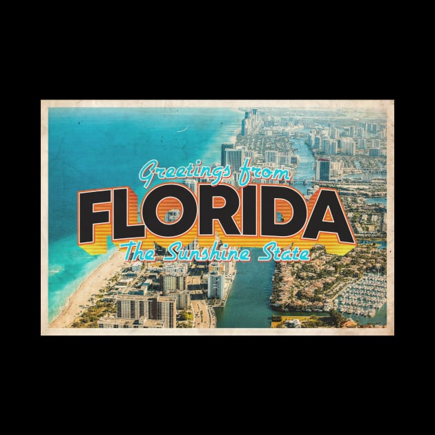 Greetings from Florida - Vintage Travel Postcard Design by fromthereco