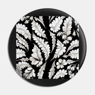 Black and White Vintage Floral Cottagecore  Romantic Flower Peony Rose Leaf Design Pin
