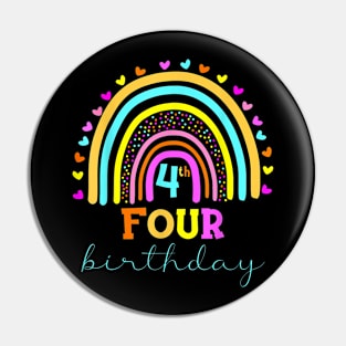 4 Years Old Rainbow 4Th Birthday Pin