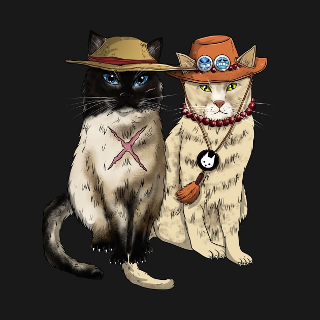 One Piece Cat / Luffy & Ace Cats by Artwalidshop