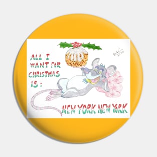 Fat Rat enjoys Christmas in New York Pin