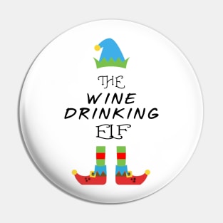 The Wine Drinking Elf Matching Family Group Christmas Party Pin