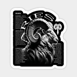 Bold Aries Zodiac Ram & Fire Element Magnet