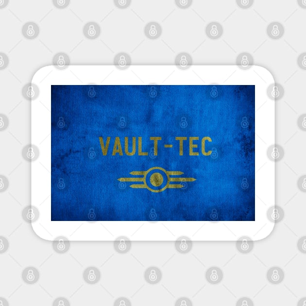 Blue Grimy Vault-Tec Jumpsuit Golden Logo Magnet by katmargoli