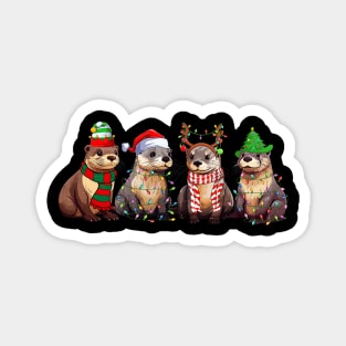 Cute Otter Christmas Pajama Funny Xmas Lights Animals Lover Magnet