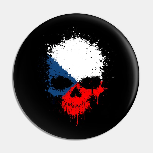 Chaotic Czech Flag Splatter Skull Pin by jeffbartels