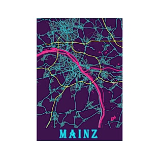 Mainz Neon City Map T-Shirt