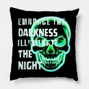green neon skull quote Pillow