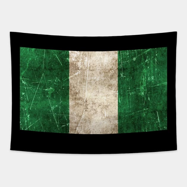 Vintage Aged and Scratched Nigerian Flag Tapestry by jeffbartels