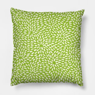 Bohemian Texture / Hand Drawn Shapes on Vibrant Green Pillow