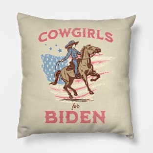 Cowgirls for Biden Western Retro Rodeo Pillow