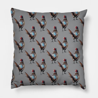 Pheasant pattern on grey background Pillow