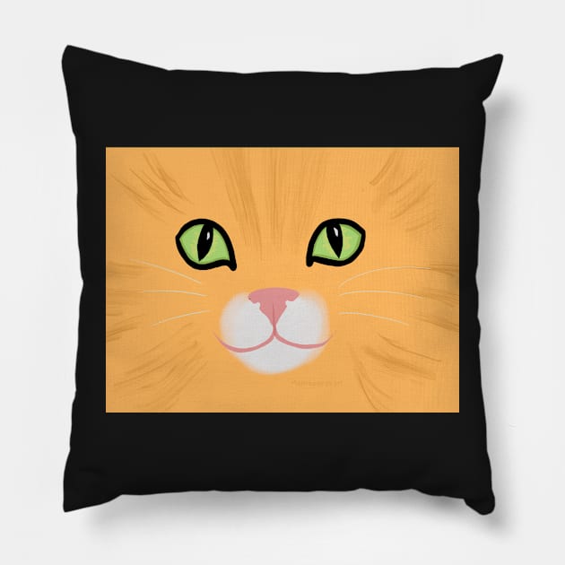 Orange Kitty Mask Pillow by MamaODea