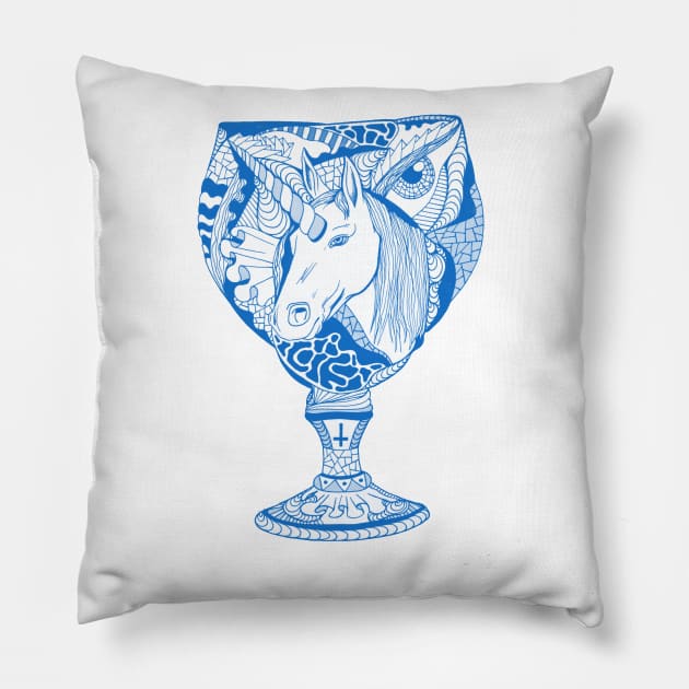 Blue Unicorn Goblet Pillow by kenallouis