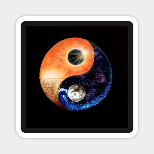 Yin Yang - Sun Moon Day Night Fire Water Magnet by monchie