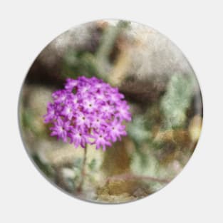 Closeup of Purple Verbena  Digital Watercolor Coachella Valley Wildlife Preserve Pin