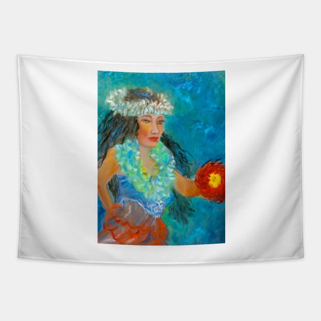 Hawaiian Hula Maiden Tapestry by jennyleeandjim