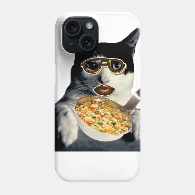 Cat eating ramen Phone Case by pmeekukkuk