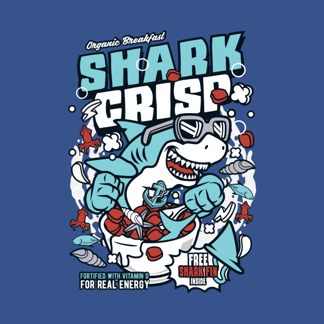 Retro Cartoon Cereal Box // Cereal Shark Crisp // Funny Vintage Breakfast Cereal by SLAG_Creative