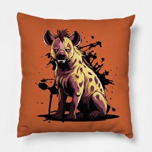 Scary African Spotted Hyena Pillow