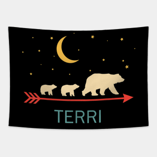 Terri Name Gift Personalized Mama Bear With 2 Cubs Tapestry