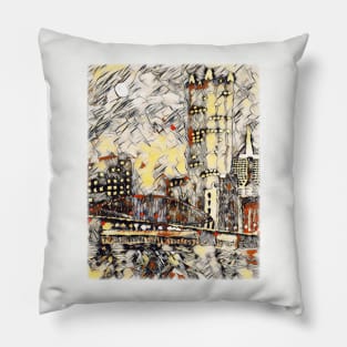 Pittsburgh Skyline / PPG / Smithfield Street Bridge original artwork by Tim Crowley Pillow