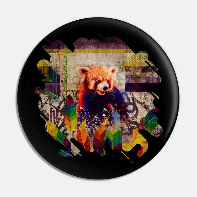 Red Panda Abstract vintage pop art composition Pin by Nartissima