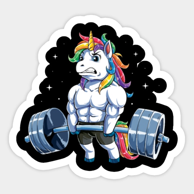 Unicorn Weightlifting T Shirt Fitness Gym Deadlift Rainbow Gifts Party Men Women-6ifwp Sticker