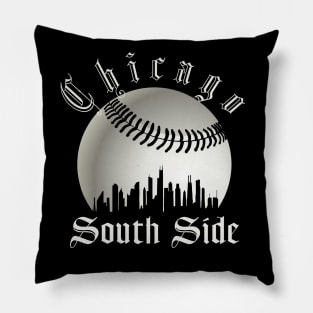 Vintage Chicago City Skyline White Baseball South Side S.O.X Pillow