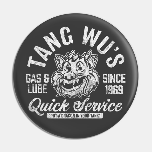 Tang Wu's Gas and Lube - Biker Style (1-Color - Worn - Reverse) Pin by jepegdesign