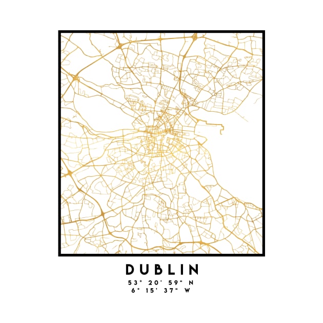 DUBLIN IRELAND CITY STREET MAP ART by deificusArt