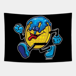 Blueberry Syrup and BlueberriesWaffle Mascot strutting Tapestry