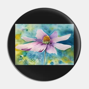 Pink Flower Watercolor Art Pin