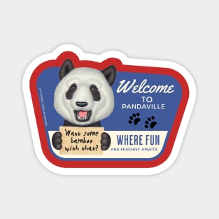 Cute Panda Bear with sign want some bamboo with that? Magnet